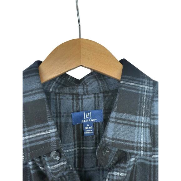 Blue Black Soft Plaid Upcycled Button Up Shirt Yellowstone Beth Dutton Patch M - Picture 3 of 8
